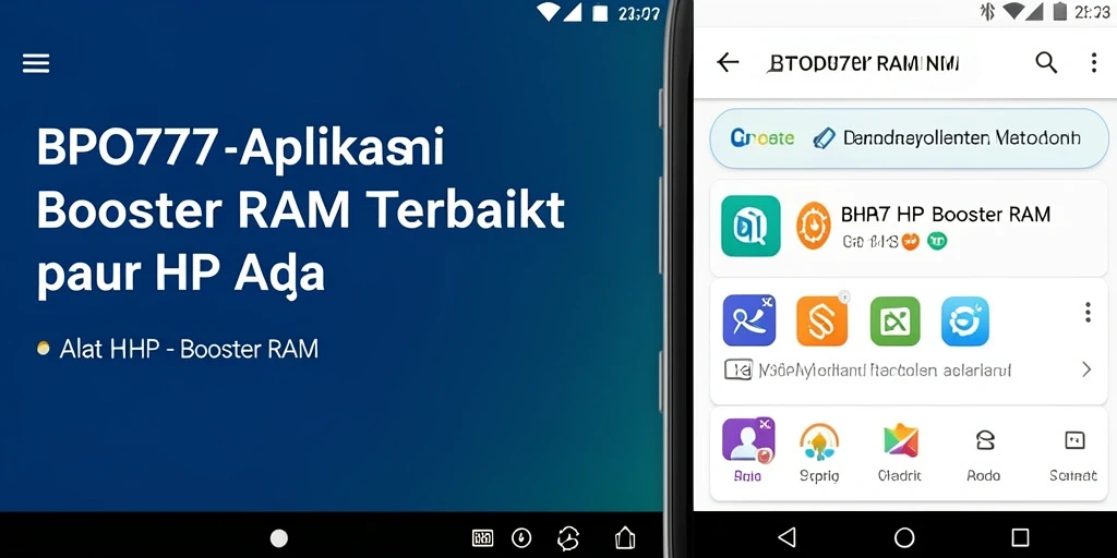 Antarmuka aplikasi BPO777 menunjukkan fungsi booster RAM yang efisien.